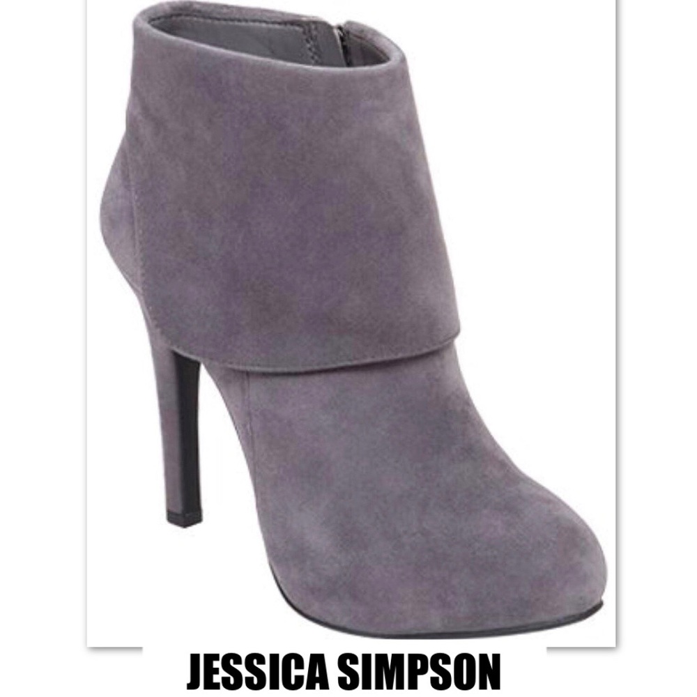 JESSICA SIMPSON ADDY GRAY LEATHER BOOTIE - Picture 3 of 7